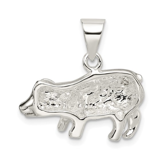 925 Sterling Silver Farm Animal Pig Piglet Necklace Charm Pendant - Picture 4 of 4